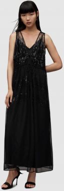 Šaty AllSaints WD367Y ROBYN EMB DRESS čierna farba, maxi, rovný strih