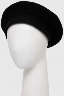 Vlnená baretka Sisley čierna farba, vlnený