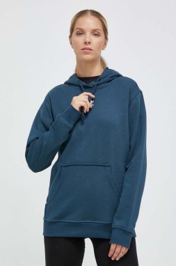 Mikina adidas Originals dámska, tyrkysová farba, s kapucňou, s nášivkou