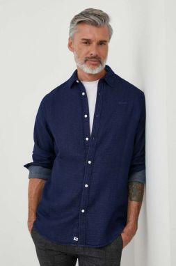 Bavlnená košeľa Pepe Jeans pánska, tmavomodrá farba, regular, s klasickým golierom