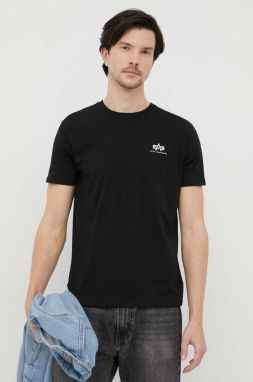 Bavlnené tričko Alpha Industries Basic T Small Logo 188505.03, čierna farba, s potlačou