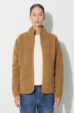 Fleecová mikina Fjallraven Vardag Pile hnedá farba, jednofarebná