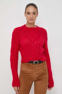 Vlnený sveter Twinset dámsky, červená farba, tenký