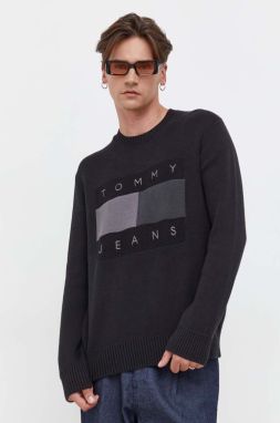 Bavlnený sveter Tommy Jeans čierna farba