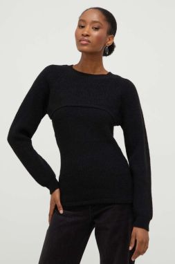 Vlnený sveter Answear Lab čierna farba