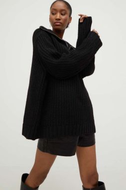 Vlnený sveter Answear Lab čierna farba, teplý