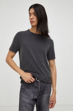 Bavlnené tričko American Vintage šedá farba, jednofarebný