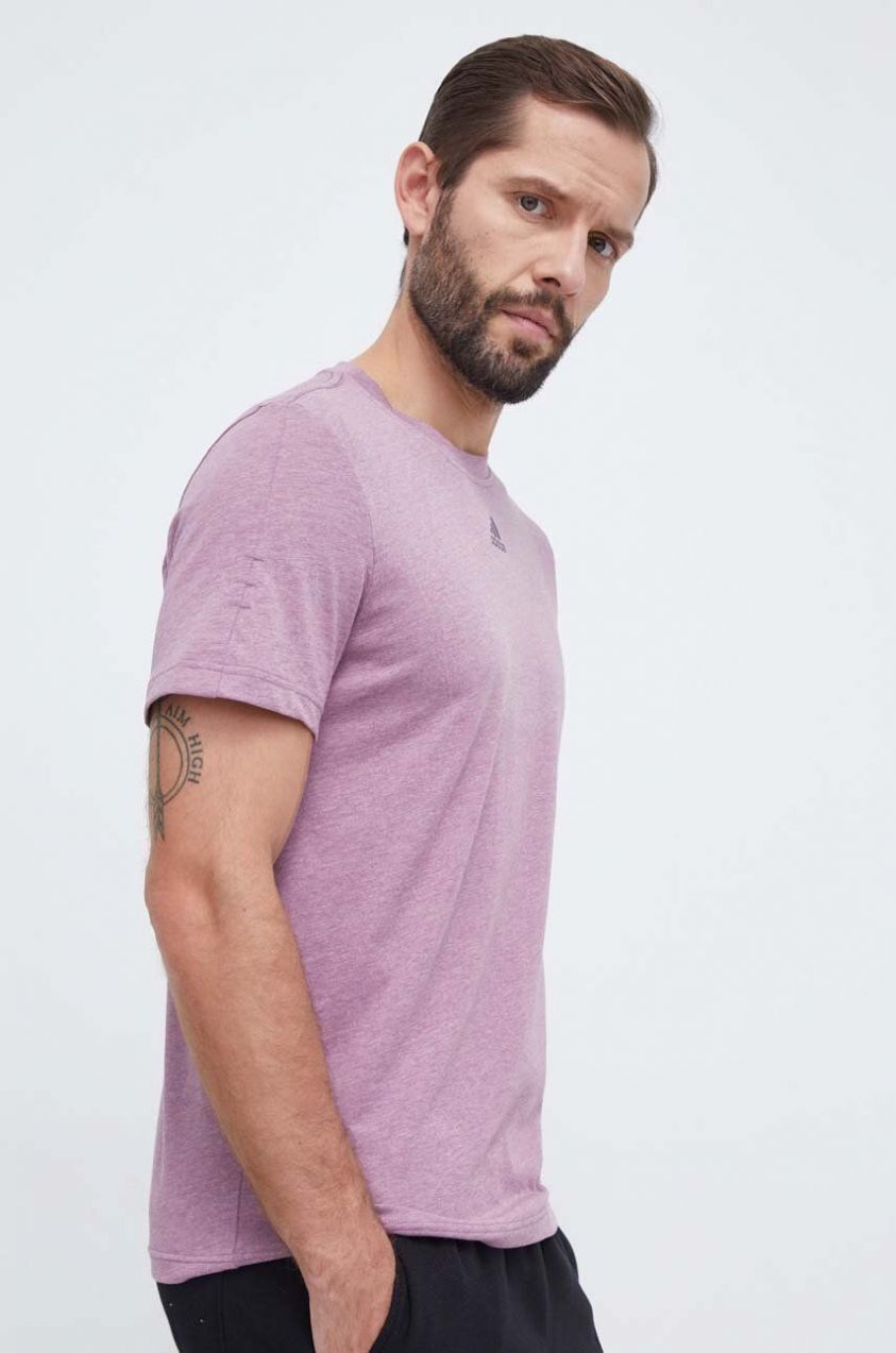 Tričko adidas pánsky, ružová farba, s potlačou