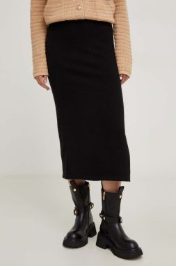 Kašmírová sukňa Answear Lab čierna farba, maxi, puzdrová