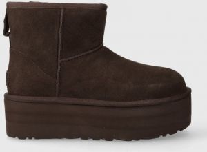 Semišové snehule UGG Classic Mini Platform hnedá farba, 1134991