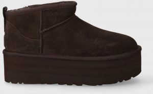 Semišové snehule UGG Classic Ultra Mini Platform hnedá farba, 1135092