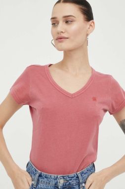 Bavlnené tričko G-Star Raw dámsky, ružová farba