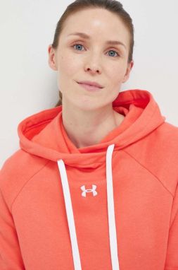 Mikina Under Armour 1356317-100, dámska, oranžová farba, s kapucňou, jednofarebná