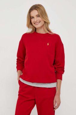 Mikina Polo Ralph Lauren dámsky, červená farba, jednofarebná
