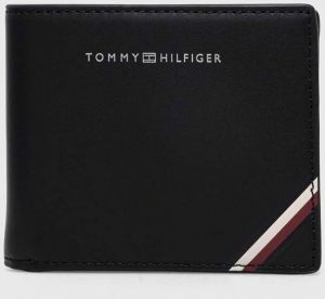 Kožená peňaženka + kľúčenka Tommy Hilfiger pánsky, čierna farba