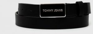 Kožený opasok Tommy Jeans dámsky, čierna farba