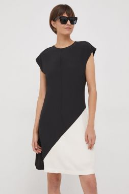 Šaty Tommy Hilfiger čierna farba, mini, rovný strih