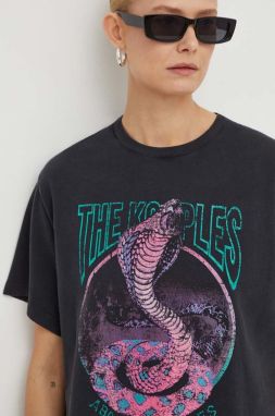 Bavlnené tričko The Kooples dámsky, šedá farba