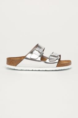 Kožené šľapky Birkenstock Arizona SFB dámske, strieborná farba, 1005961