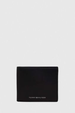 Kožená peňaženka Tommy Hilfiger pánsky, čierna farba