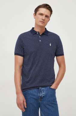 Bavlnené polo tričko Polo Ralph Lauren tmavomodrá farba, vzorovaný