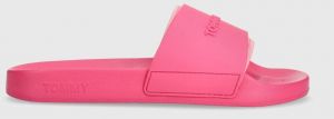 Šľapky Tommy Jeans TJW POOL SLIDE SEASONAL dámske, ružová farba, EN0EN02432