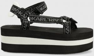 Sandále Karl Lagerfeld VELOCITA HI WEDGE dámske, čierna farba, na platforme, KL82900