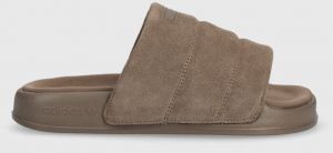 Semišové šľapky adidas Originals Adilette Essential dámske, hnedá farba, IE9649