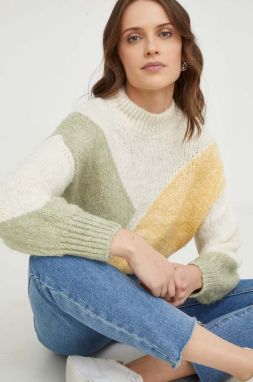 Vlnený sveter Answear Lab béžová farba, s polorolákom