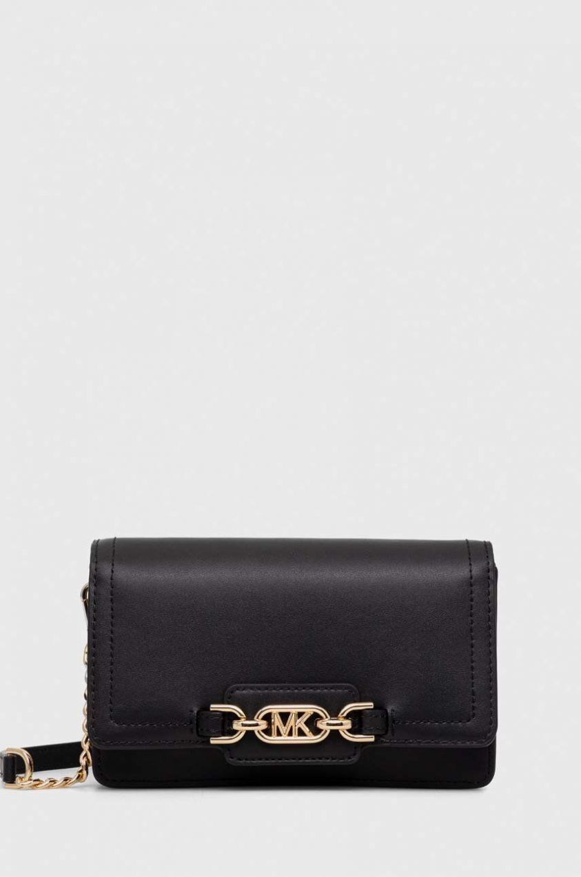 Kožená kabelka MICHAEL Michael Kors čierna farba