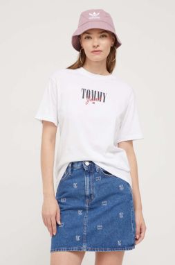 Bavlnené tričko Tommy Jeans biela farba