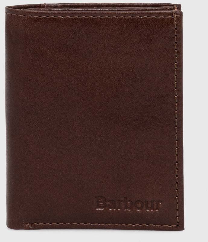 Kožená peňaženka Barbour Colwell Small Billfold pánska, hnedá farba, MLG0012