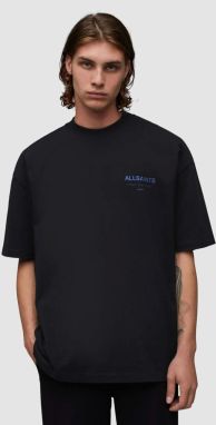 Bavlnené tričko AllSaints UNDERGROUND SS CREW pánske, čierna farba, s potlačou