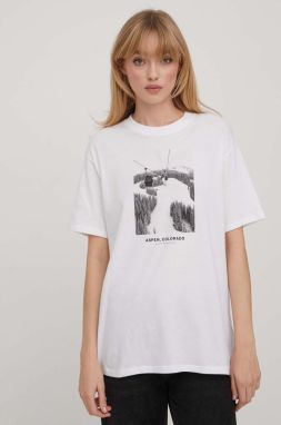 Bavlnené tričko Abercrombie & Fitch dámsky, biela farba