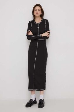 Šaty Tommy Hilfiger čierna farba, maxi, rovný strih