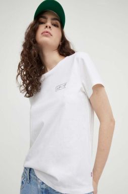 Bavlnené tričko Levi's dámsky, biela farba
