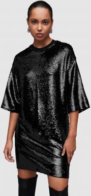 Šaty AllSaints Opal čierna farba, mini, oversize