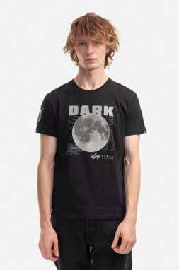 Bavlnené tričko Alpha Industries 108510.285-black, čierna farba, s potlačou
