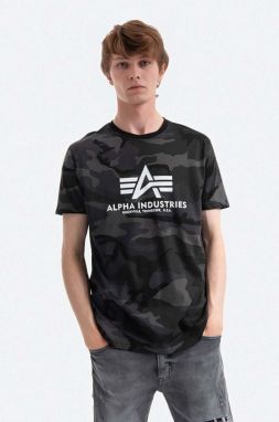 Bavlnené tričko Alpha Industries Basic T-Shirt Camo 100501C.125, zelená farba, vzorované