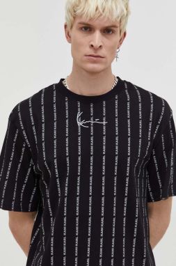 Bavlnené tričko Karl Kani pánsky, čierna farba, vzorovaný