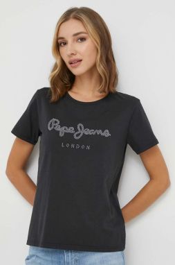 Bavlnené tričko Pepe Jeans dámsky, čierna farba
