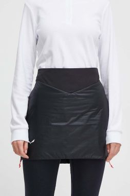 Športová sukňa Salewa Sella TirolWool čierna farba, mini, rovný strih