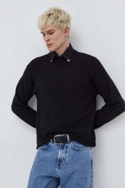 Bavlnený sveter HUGO čierna farba