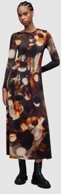 Šaty AllSaints Katlyn hnedá farba, maxi, rovný strih