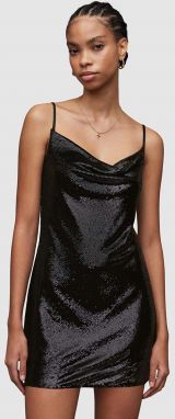 Šaty AllSaints Haddi čierna farba, mini, priliehavá