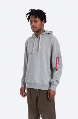 Mikina Alpha Industries X-Fit Hoody 158321.17, pánska, šedá farba, s kapucňou, jednofarebná