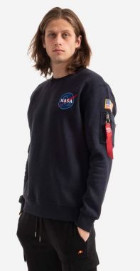 Mikina Alpha Industries  Space Shuttle 178307.07, pánska, tmavomodrá farba, s potlačou