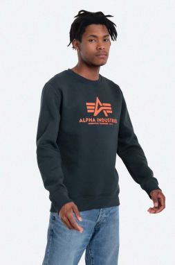 Mikina Alpha Industries Basic 178302.353, pánska, zelená farba, s potlačou