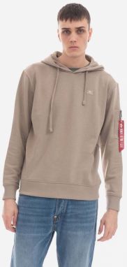 Mikina Alpha Industries X-Fit Hoody 158321.679-brown, pánska, hnedá farba, s kapucňou, jednofarebná