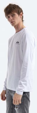 Bavlnené tričko s dlhým rukávom Alpha Industries Basic 198517.09-white, biela farba, s potlačou